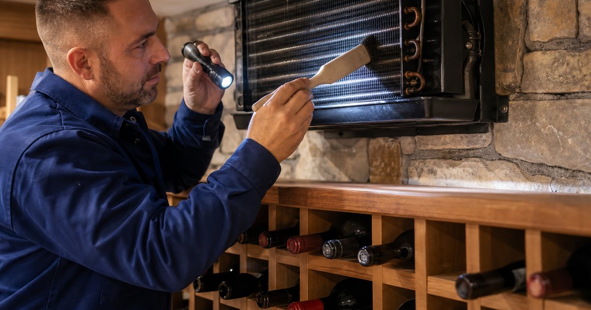 How much maintenance does a wine cellar cooling unit actually need each year?