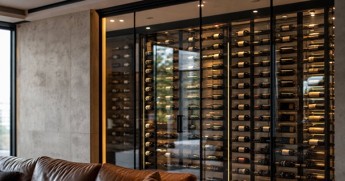 Why does a glass-walled wine cellar need more cooling capacity than a closed room?