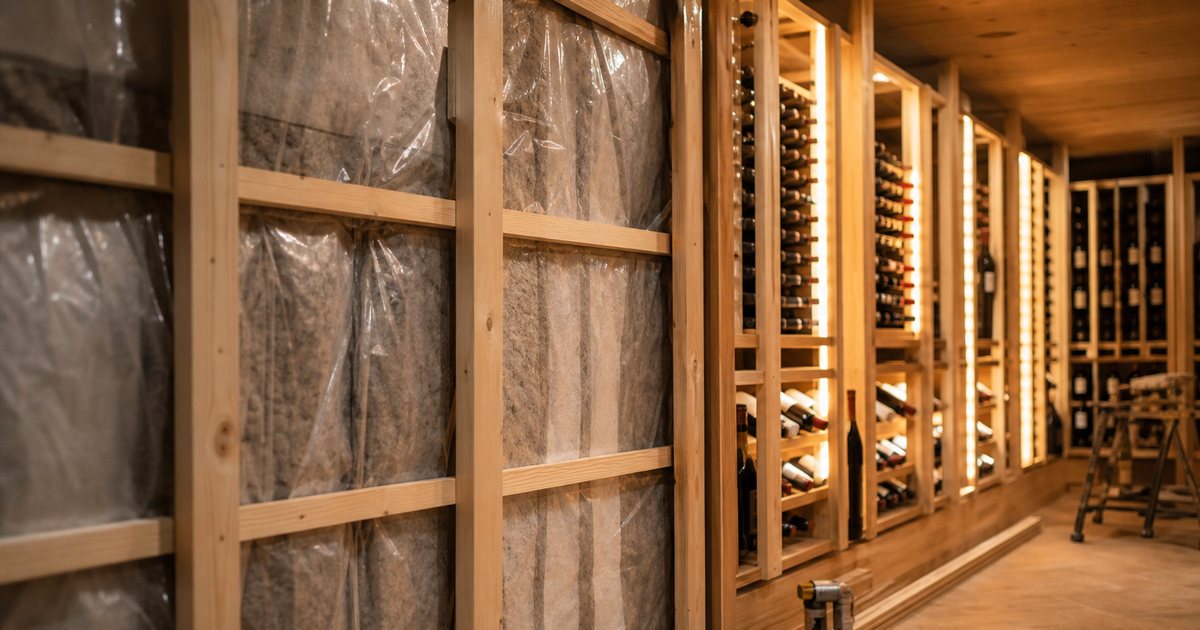 How important is insulation and a vapor barrier in a wine cellar?